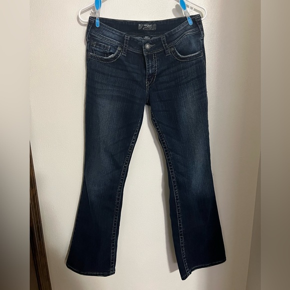 SILVER JEANS Suki Mid Rise Slim Bootcut Jeans in Dark Wash Women's‎ Size 29 W - Picture 1 of 6